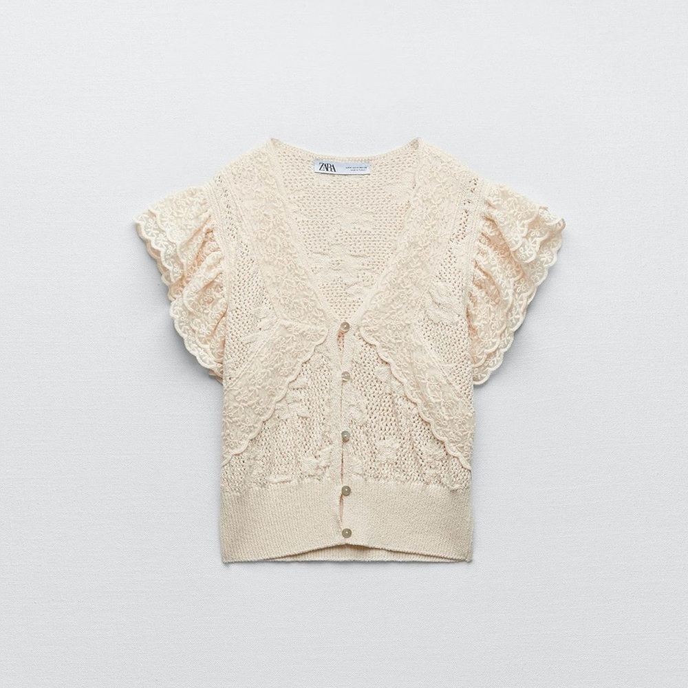 Zara NWOT Ivory Lace Women's Cardigan